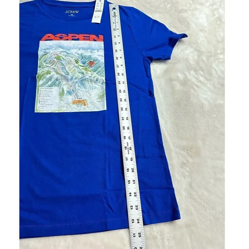 J.Crew Aspen Graphic T-Shirt Women's XS Blue Short Sleeve Crew Neck NWT